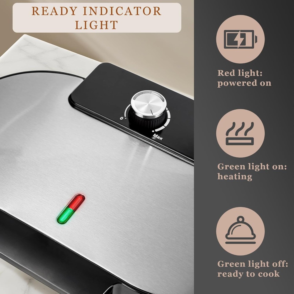 1200W Double Waffle Maker 6 In - огляд і ціна Waffle Iron Belgian