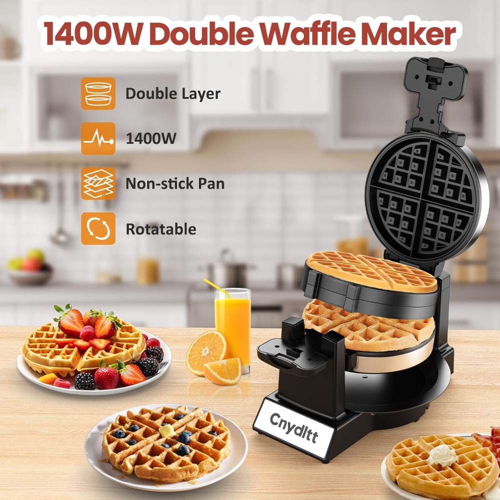 1400W Rotating Belgian Waffle  - огляд і ціна Waffle Iron Belgian