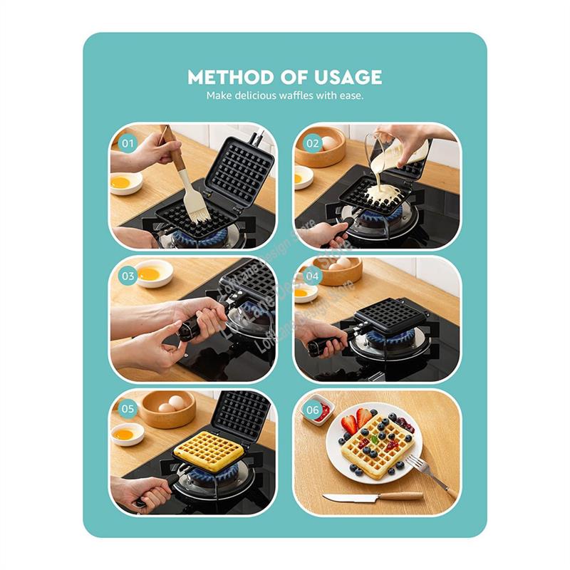 1 PCS Stove Top Waffle Iron Pl - огляд і ціна Waffle Iron Belgian