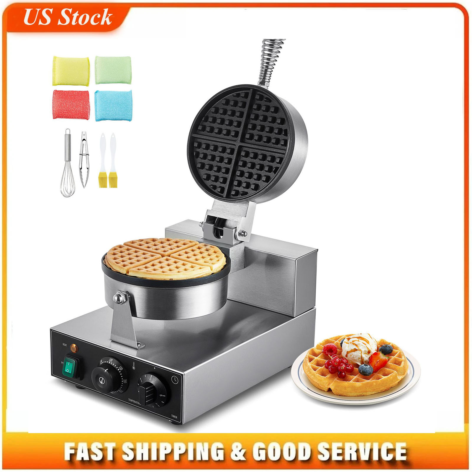 Commercial Waffle Maker, 1230W - огляд і ціна Waffle Iron Belgian