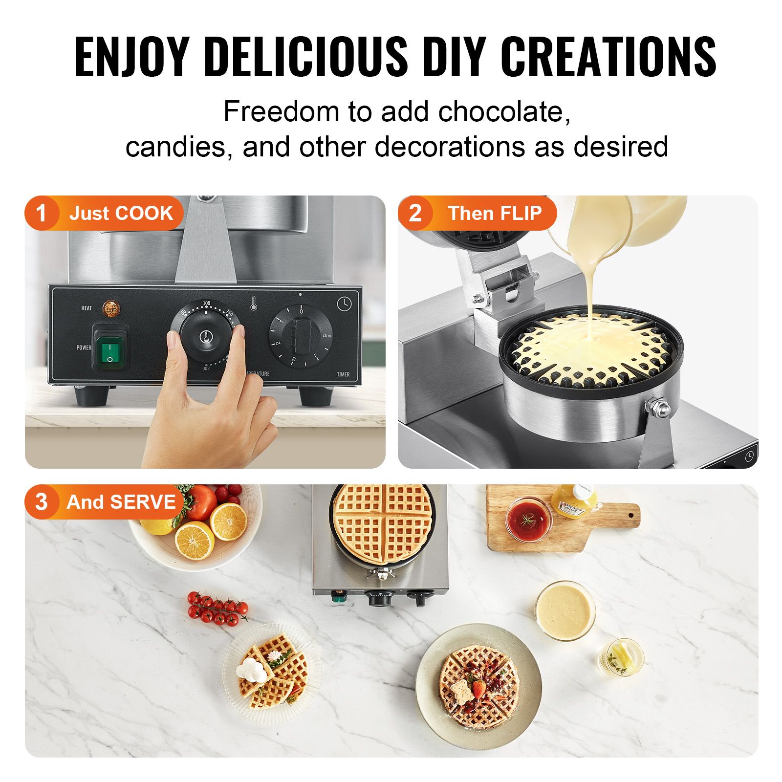Commercial Waffle Maker, 1230W - огляд і ціна Waffle Iron Belgian